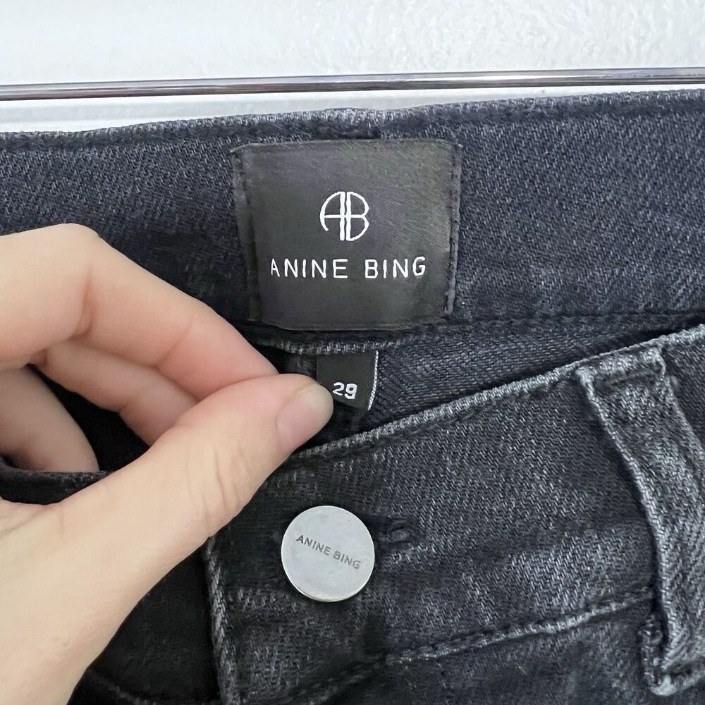 Anine Bing Jax Low Rise Ankle Skinny Jeans Size 29 in Smoke Black - Picture 4 of 11